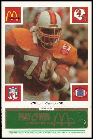 1986 McDonald's Buccaneers 78 John Cannon